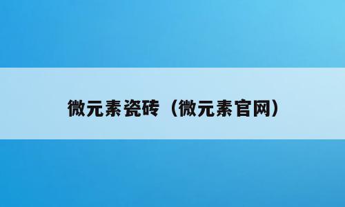 微元素瓷砖（微元素官网）
