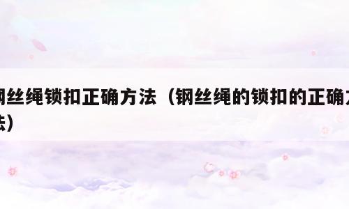 钢丝绳锁扣正确方法（钢丝绳的锁扣的正确方法）