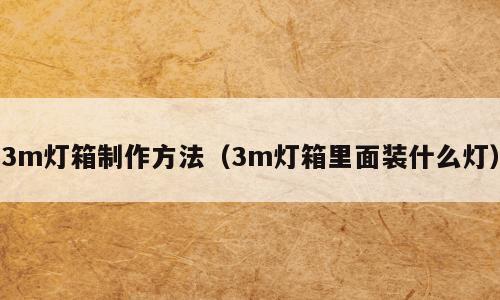 3m灯箱制作方法（3m灯箱里面装什么灯）