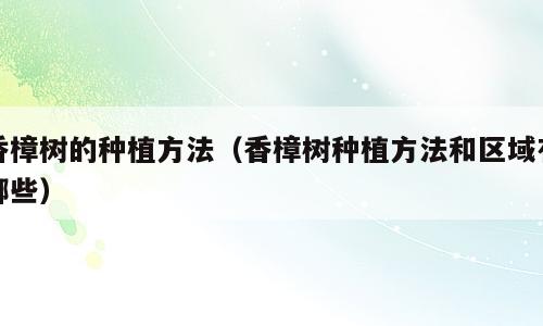 香樟树的种植方法（香樟树种植方法和区域有哪些）