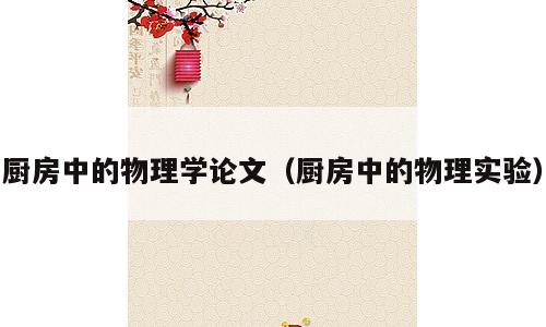 厨房中的物理学论文（厨房中的物理实验）