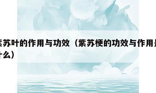 紫苏叶的作用与功效（紫苏梗的功效与作用是什么）