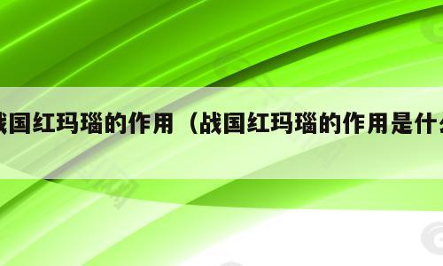 战国红玛瑙的作用（战国红玛瑙的作用是什么）