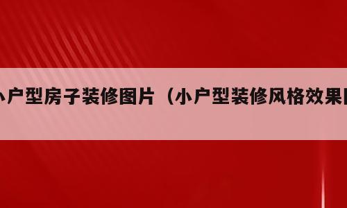 小户型房子装修图片（小户型装修风格效果图）