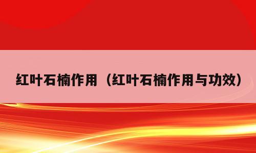 红叶石楠作用（红叶石楠作用与功效）