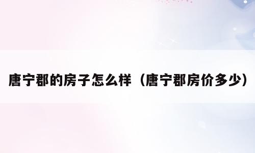 唐宁郡的房子怎么样（唐宁郡房价多少）
