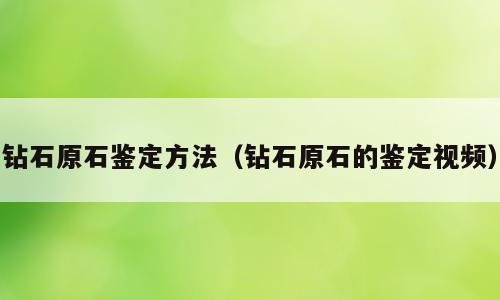 钻石原石鉴定方法（钻石原石的鉴定视频）