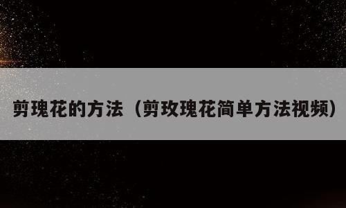 剪瑰花的方法（剪玫瑰花简单方法视频）