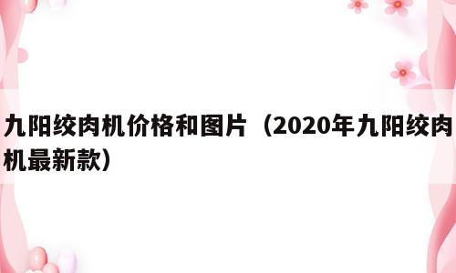 九阳绞肉机价格和图片（2020年九阳绞肉机最新款）