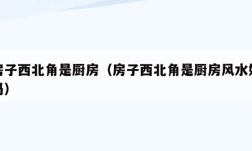 房子西北角是厨房（房子西北角是厨房风水好吗）