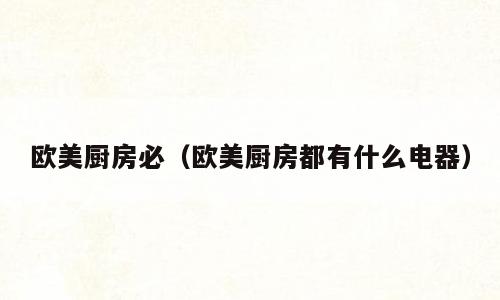欧美厨房必（欧美厨房都有什么电器）