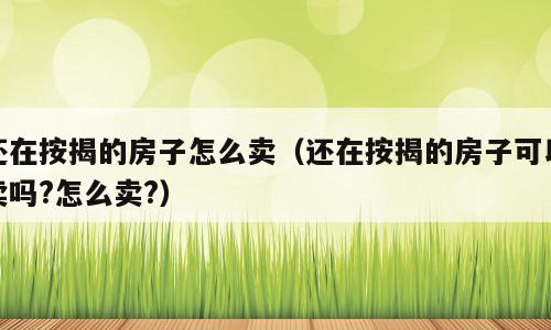 还在按揭的房子怎么卖（还在按揭的房子可以卖吗?怎么卖?）