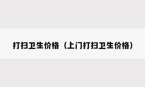 打扫卫生价格（上门打扫卫生价格）