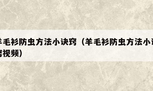 羊毛衫防虫方法小诀窍（羊毛衫防虫方法小诀窍视频）