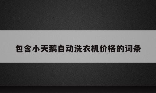 包含小天鹅自动洗衣机价格的词条