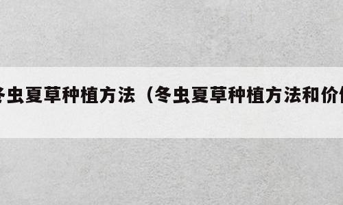 冬虫夏草种植方法（冬虫夏草种植方法和价值）