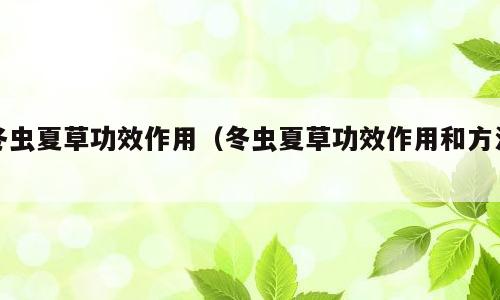 冬虫夏草功效作用（冬虫夏草功效作用和方法）