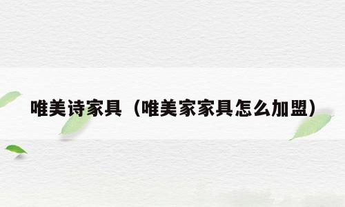 唯美诗家具（唯美家家具怎么加盟）