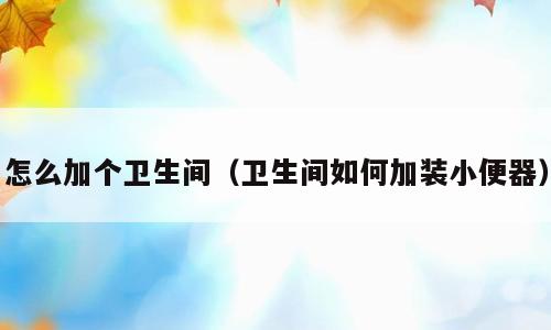 怎么加个卫生间（卫生间如何加装小便器）