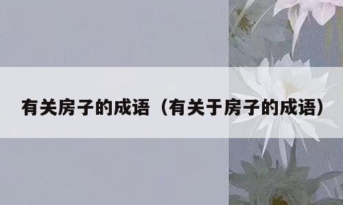 有关房子的成语（有关于房子的成语）