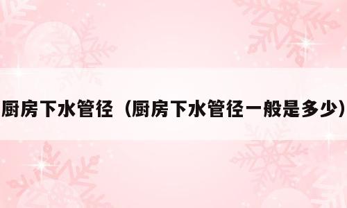 厨房下水管径（厨房下水管径一般是多少）