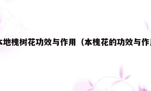 本地槐树花功效与作用（本槐花的功效与作用）