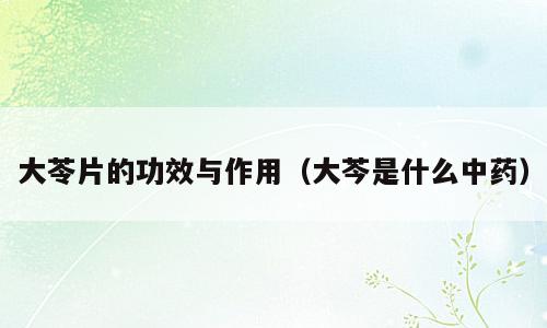 大苓片的功效与作用（大芩是什么中药）