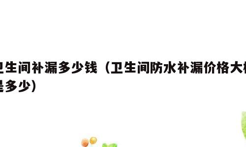 卫生间补漏多少钱（卫生间防水补漏价格大概是多少）