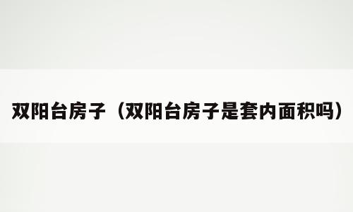 双阳台房子（双阳台房子是套内面积吗）
