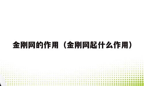 金刚网的作用（金刚网起什么作用）