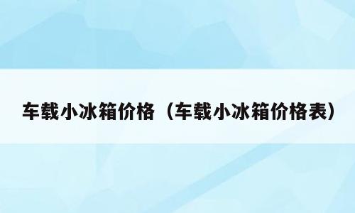 车载小冰箱价格（车载小冰箱价格表）