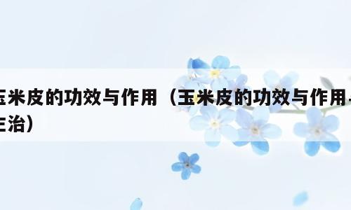 玉米皮的功效与作用（玉米皮的功效与作用与主治）