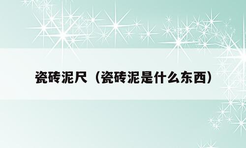 瓷砖泥尺（瓷砖泥是什么东西）