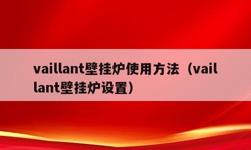 vaillant壁挂炉使用方法（vaillant壁挂炉设置）