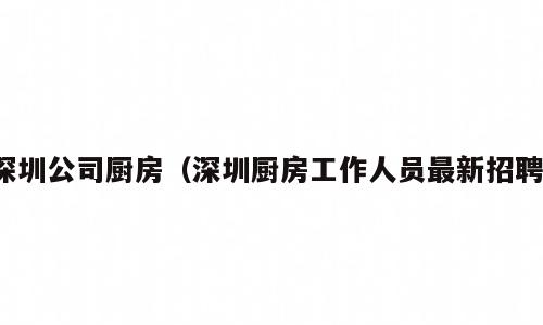 深圳公司厨房（深圳厨房工作人员最新招聘）
