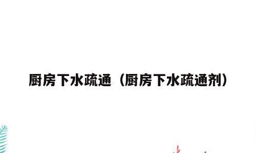 厨房下水疏通（厨房下水疏通剂）