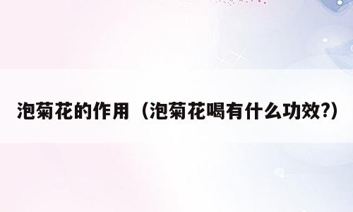 泡菊花的作用（泡菊花喝有什么功效?）