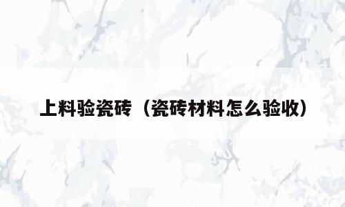 上料验瓷砖（瓷砖材料怎么验收）