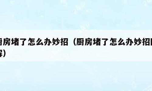 厨房堵了怎么办妙招（厨房堵了怎么办妙招图解）