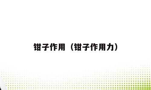 钳子作用（钳子作用力）