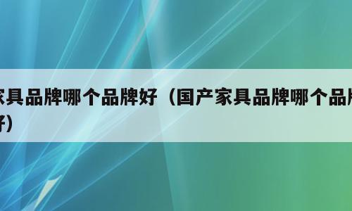 家具品牌哪个品牌好（国产家具品牌哪个品牌好）