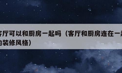 客厅可以和厨房一起吗（客厅和厨房连在一起的装修风格）