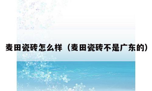 麦田瓷砖怎么样（麦田瓷砖不是广东的）