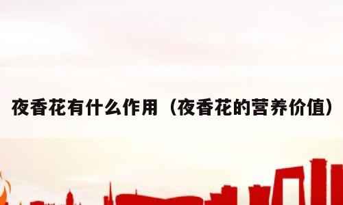 夜香花有什么作用（夜香花的营养价值）