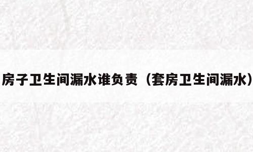 房子卫生间漏水谁负责（套房卫生间漏水）