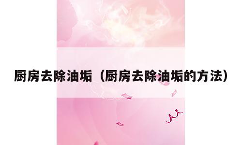 厨房去除油垢（厨房去除油垢的方法）