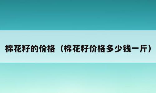 棉花籽的价格（棉花籽价格多少钱一斤）