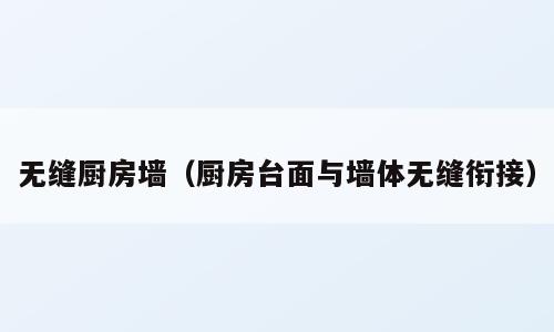 无缝厨房墙（厨房台面与墙体无缝衔接）