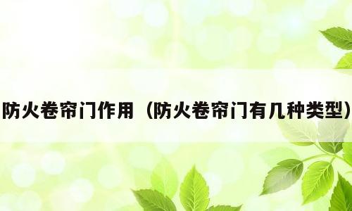 防火卷帘门作用（防火卷帘门有几种类型）
