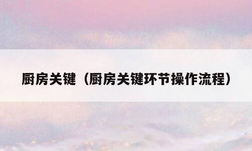 厨房关键（厨房关键环节操作流程）